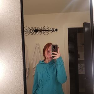 blue hoodie